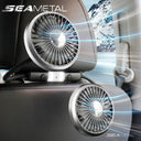 SEAMETAL Car USB Dual Head Fan 3 Speed 360 Degree Adjustable Backseat Breeze