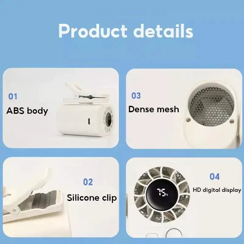Seametal Clip On Car Fan 360 Rotatable Beat Heat On The Go USB Rechargeable