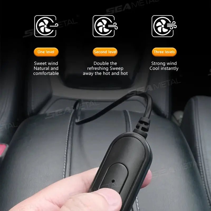 SEAMETAL USB Car Cooling Fan With 360 Rotation Silent 3 Speed Boosting Comfort