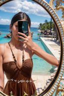 Seaside Halterneck Dress: Elegant Vacation Style Dress