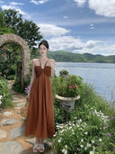 Seaside Halterneck Dress: Elegant Vacation Style Dress