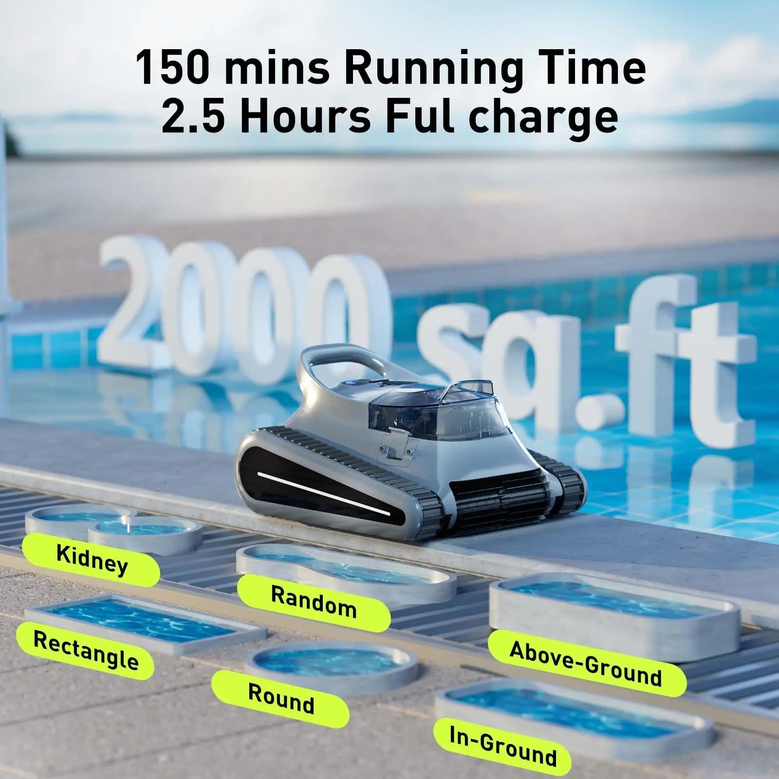 Seauto Crab Pro Cordless Robotic Pool Cleaner Up To 2000 Sqft 2025 Model