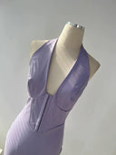 Seductive Deep V-neck PU Leather Dress Fashion Statement