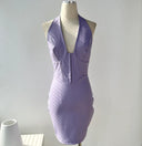 Seductive Deep V-neck PU Leather Dress Fashion Statement