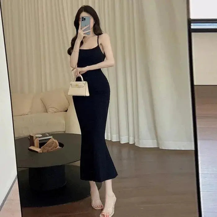 Seductive Lace Up Backless Fishtail Tube Dress Elegant