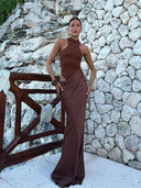 Seductive Ruffled Maxi Dress Night Party O Neck Clubwear