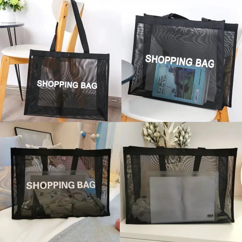 See Through Nylon Mesh Tote Bag Large Capacity For Travel And Shopping
