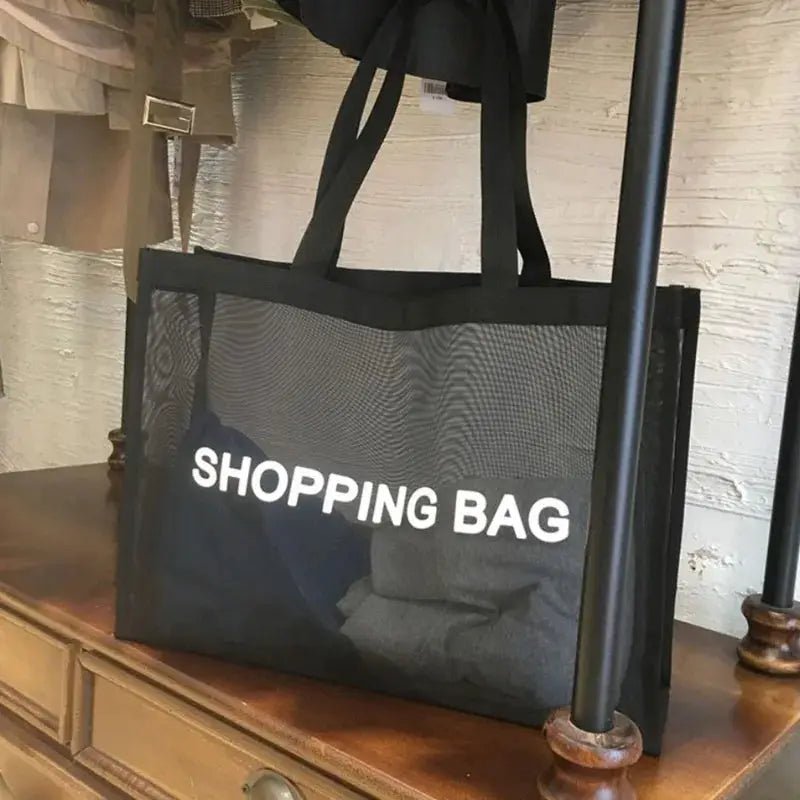 See Through Nylon Mesh Tote Bag Large Capacity For Travel And Shopping