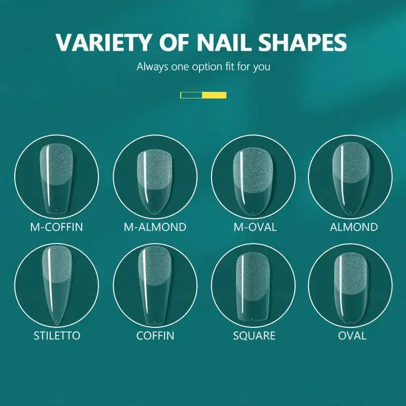 Semi Frosted Coffin False Nails Professional Nail Art Kit