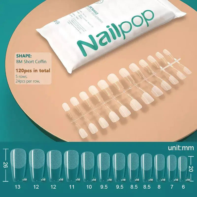Semi Frosted Coffin False Nails Professional Nail Art Kit