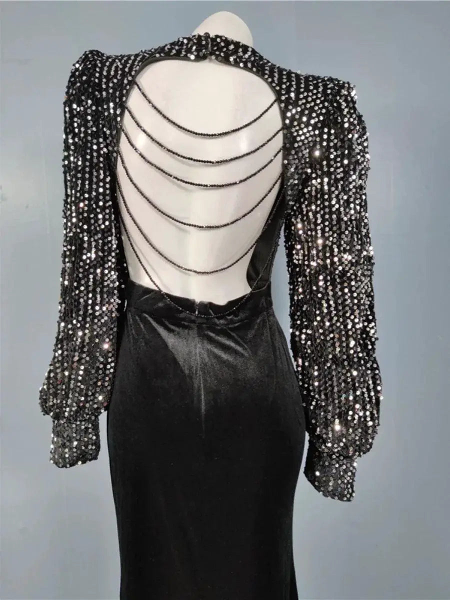 Sequin Elegance Banquet Dress for Glamorous Events