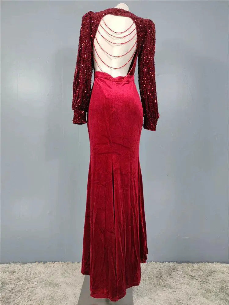 Sequin Elegance Banquet Dress for Glamorous Events