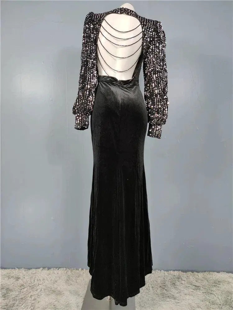Sequin Elegance Banquet Dress for Glamorous Events
