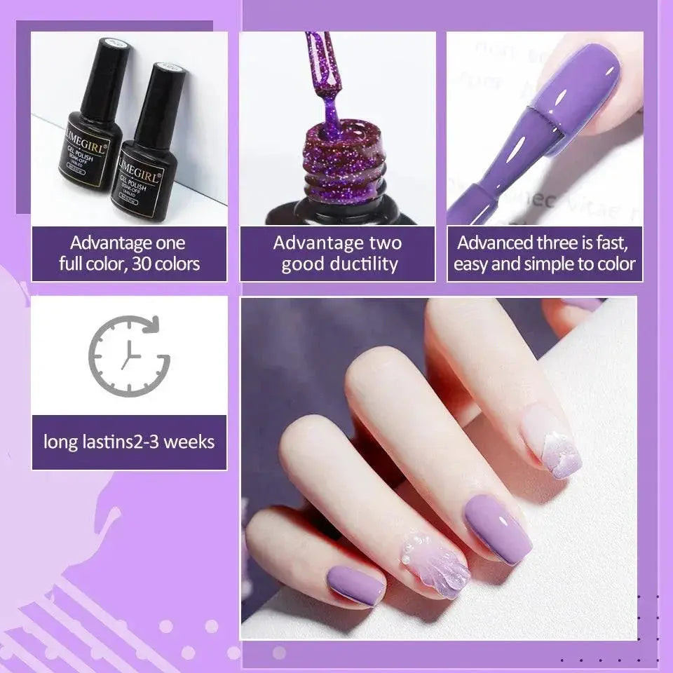 Sequin Sheet Gel Nail Polish Set Sparkle Nail Art Kit