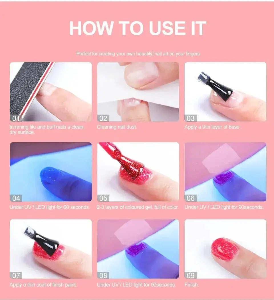 Sequin Sheet Gel Nail Polish Set Sparkle Nail Art Kit