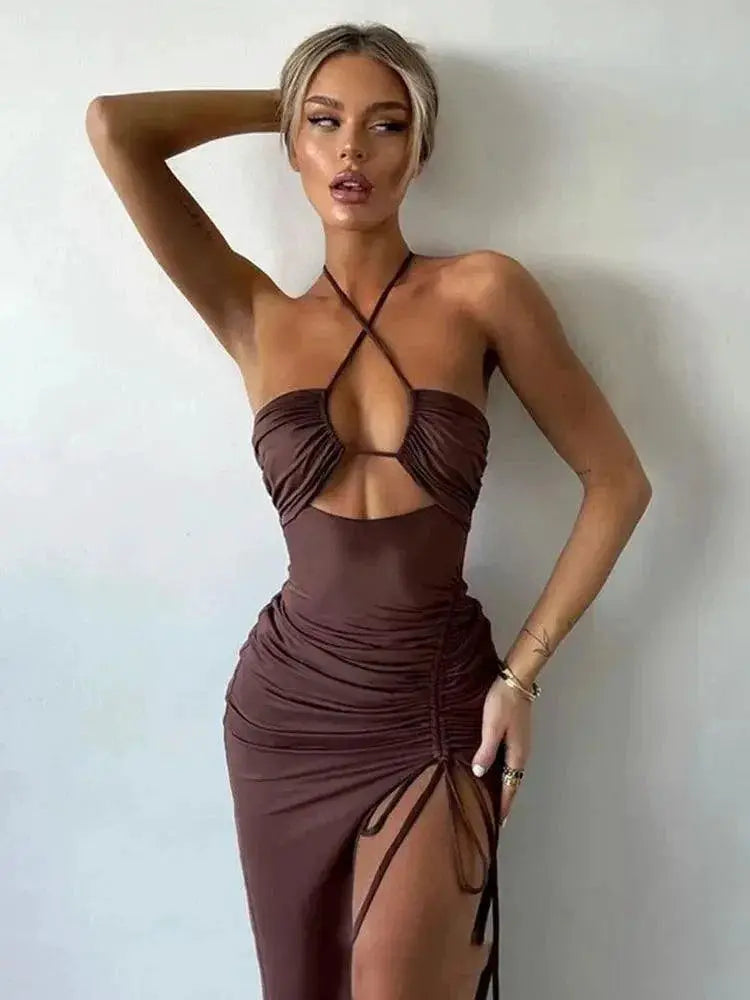 Sexy Backless Midi Dress For Night Club Sensation Glam