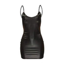 Sexy Black Leather Club Dress Edgy Bodycon Style Mini