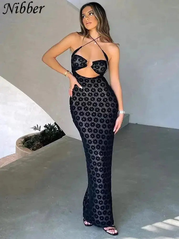 Sexy Hollow Maxi Dress Modern Streetwear Chic Look
