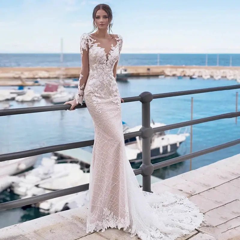 Sexy Mermaid Wedding Dress With Beaded Appliques Backless Dubai Glam Hooks