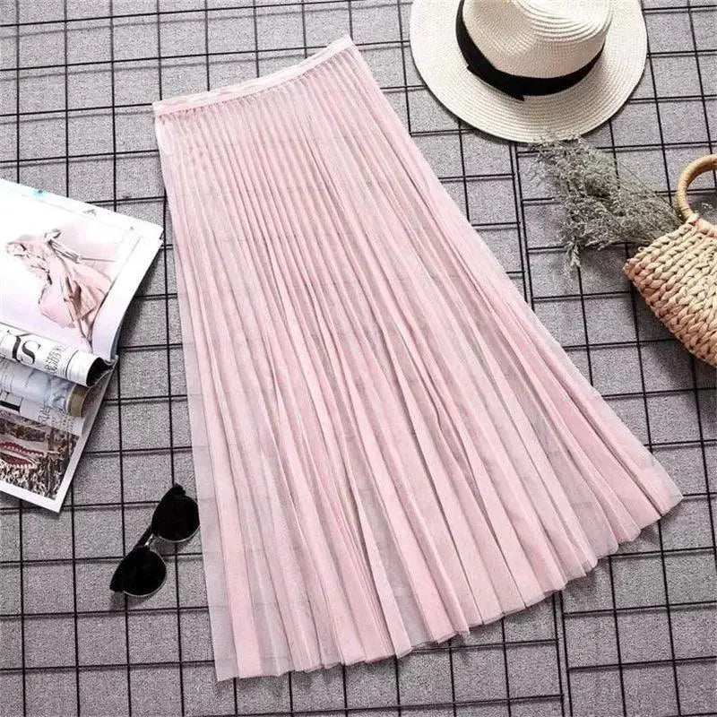 Sexy Mesh Lace Korean High Waist Beach Midi Skirt Chic
