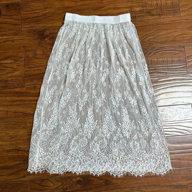 Sexy Mesh Lace Korean High Waist Beach Midi Skirt Chic