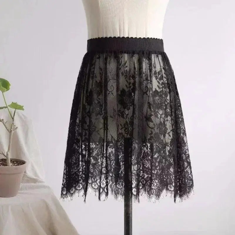 Sexy Mesh Lace Transparent Tulle Skirt With Elastic Waist
