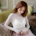 Sexy Mesh Turtleneck Sheer Top Edgy Punk Club Style Shirt