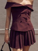 Sexy Off-Shoulder Two Piece Skirt Set Femme Fashion Elegance