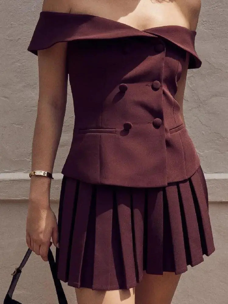 Sexy Off Shoulder Two Piece Skirt Set Elegant Fashion