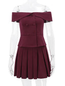Sexy Off-Shoulder Two Piece Skirt Set Femme Fashion Elegance