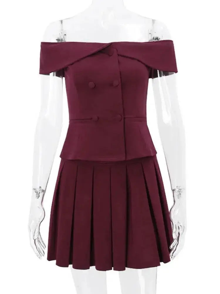 Sexy Off Shoulder Two Piece Skirt Set Elegant Fashion