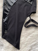 Sexy PU Leather Patchwork Mini Skirt Club Streetwear Style