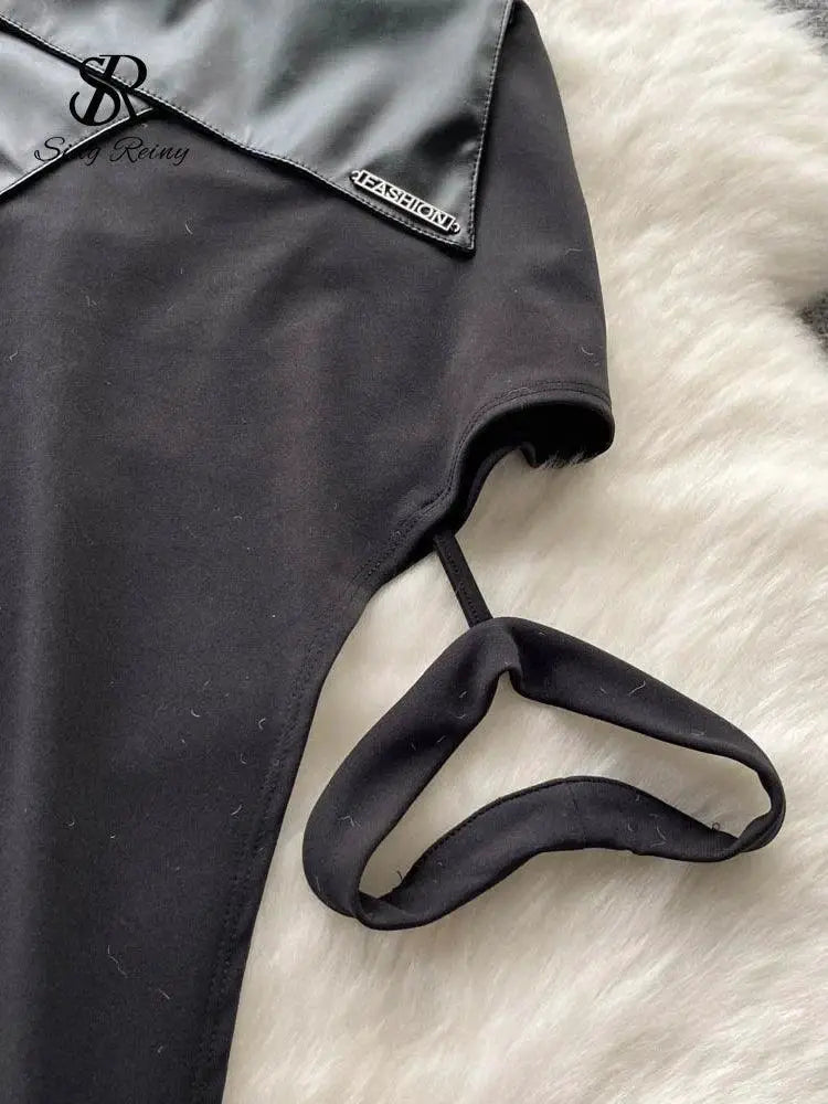 Sexy PU Leather Patchwork Mini Skirt Club Streetwear Style