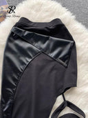 Sexy PU Leather Patchwork Mini Skirt Club Streetwear Style