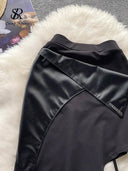 Sexy PU Leather Patchwork Mini Skirt Club Streetwear Style