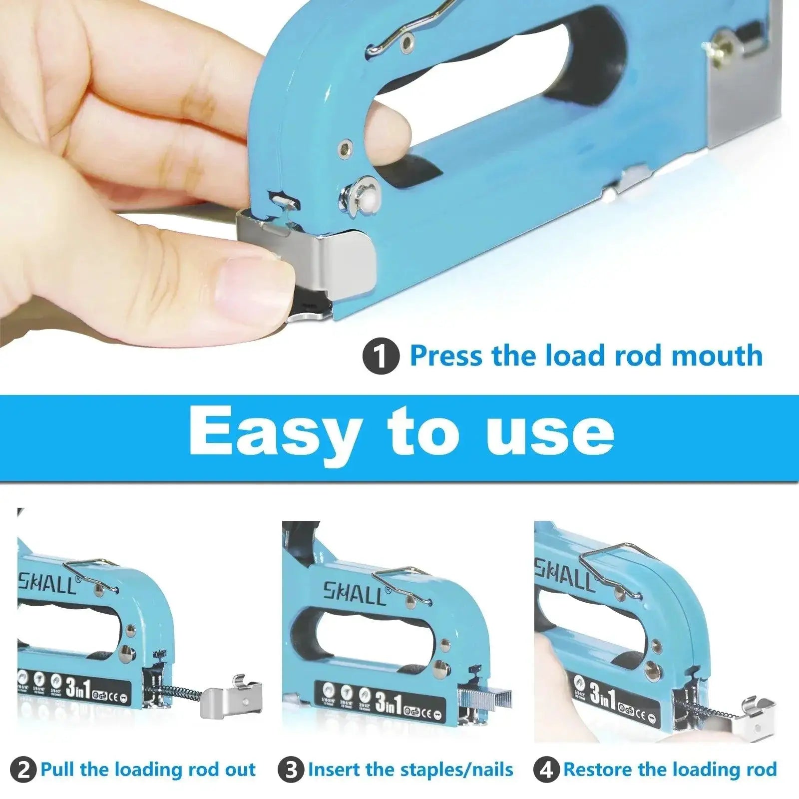 Shall 3 In 1 Nail Gun Stapler With 3000 Staples Tools