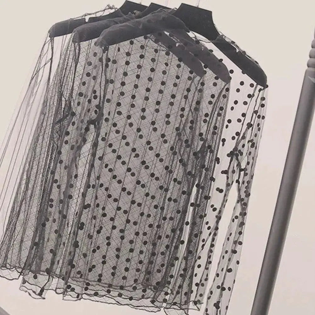 Sheer Black Lace Star Dots Mesh Tee Chic Fashion Piece