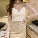 Sheer Black Lace Star Dots Mesh Tee: Chic Fashion Piece