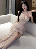 Shimmering Backless Sequin Dress: Sparkle with Sophistication