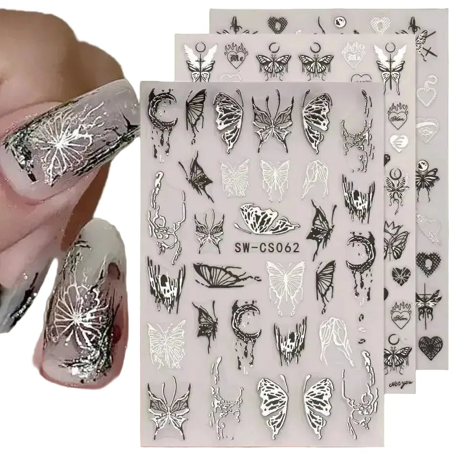 Nail Art Decals Kit for Beginners Shine — JO-2250 Black White