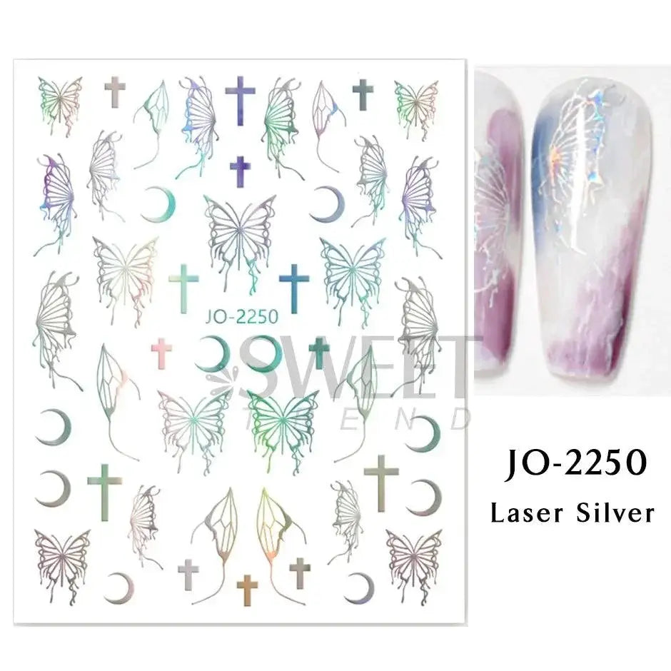 Nail Art Decals Kit for Beginners Shine — SO-132 Laser Silver