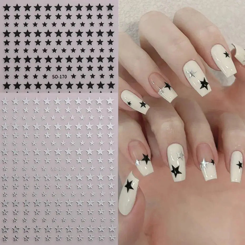 Shimmering Starlight 3D Nail Stickers Chic Adhesive Decor
