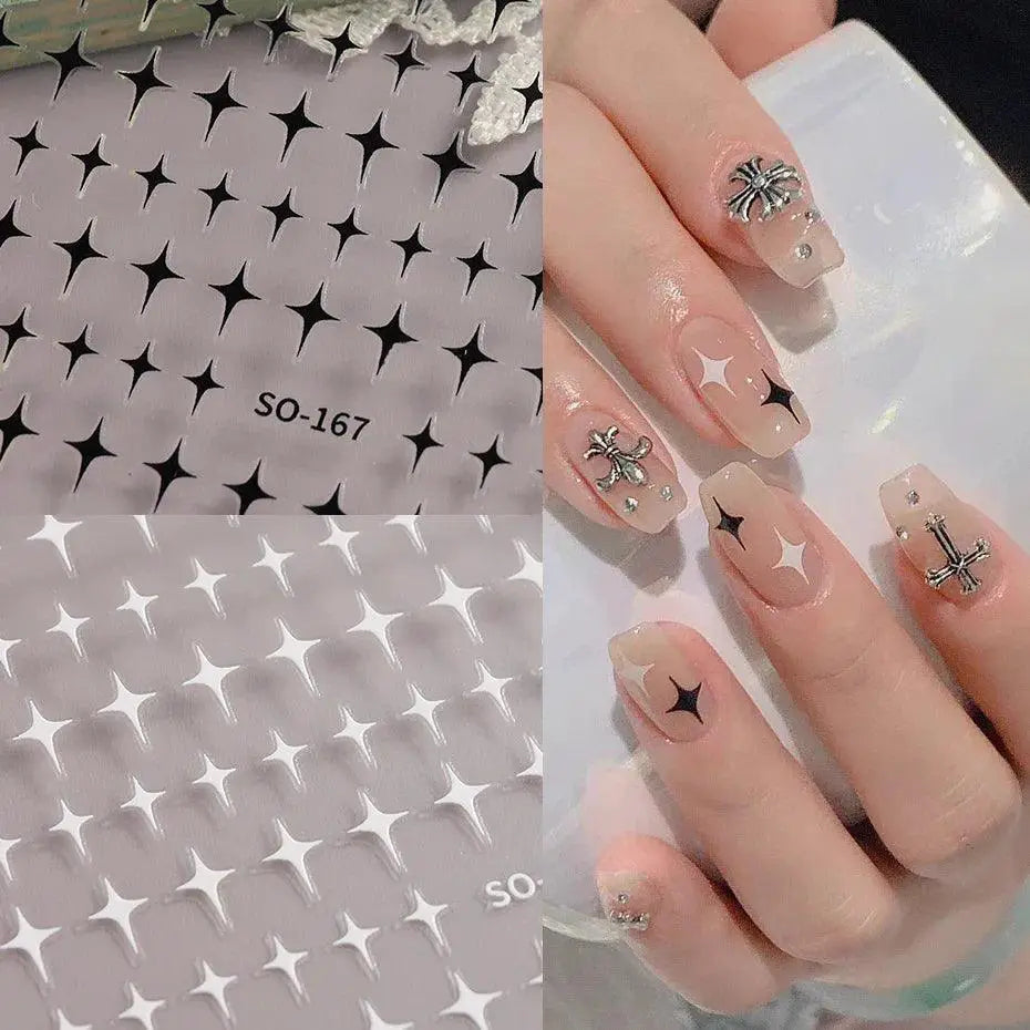 Shimmering Starlight 3D Nail Stickers Chic Adhesive Decor
