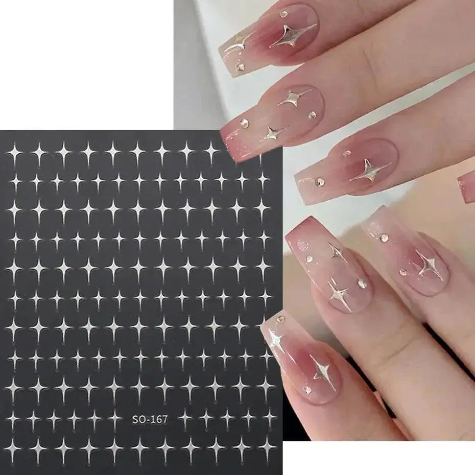 Shimmering Starlight 3D Nail Stickers Chic Adhesive Decor