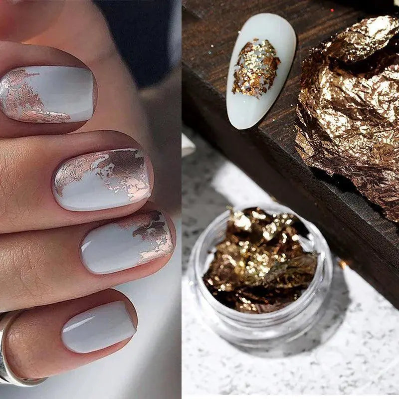 Shiny Nail Sequins Kit Gold And Silver Chrome Flakes