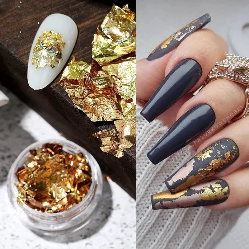 Shiny Nail Sequins Kit Gold And Silver Chrome Flakes