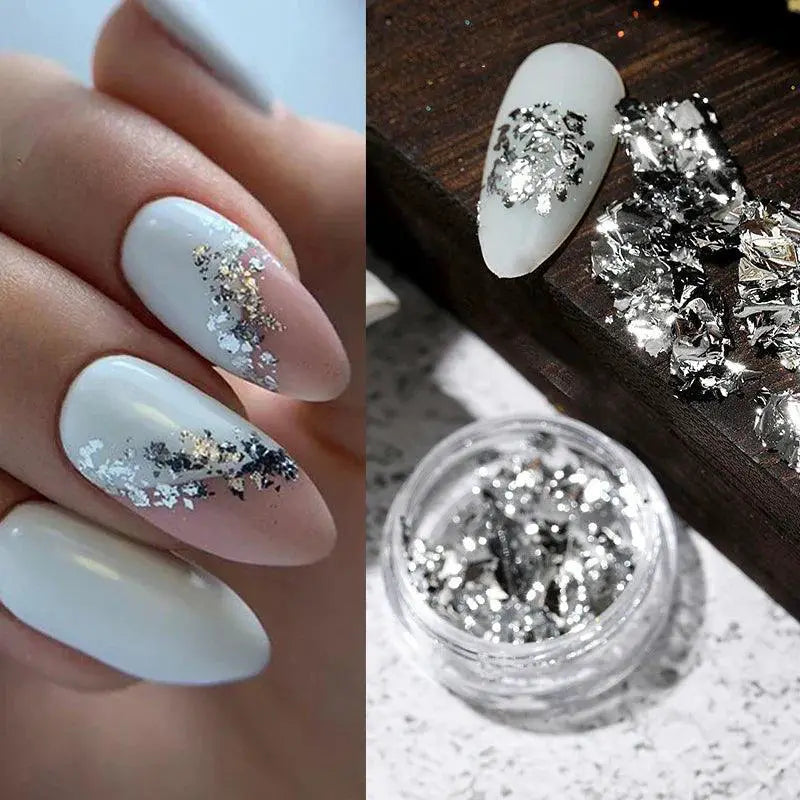 Shiny Nail Sequins Kit Gold And Silver Chrome Flakes