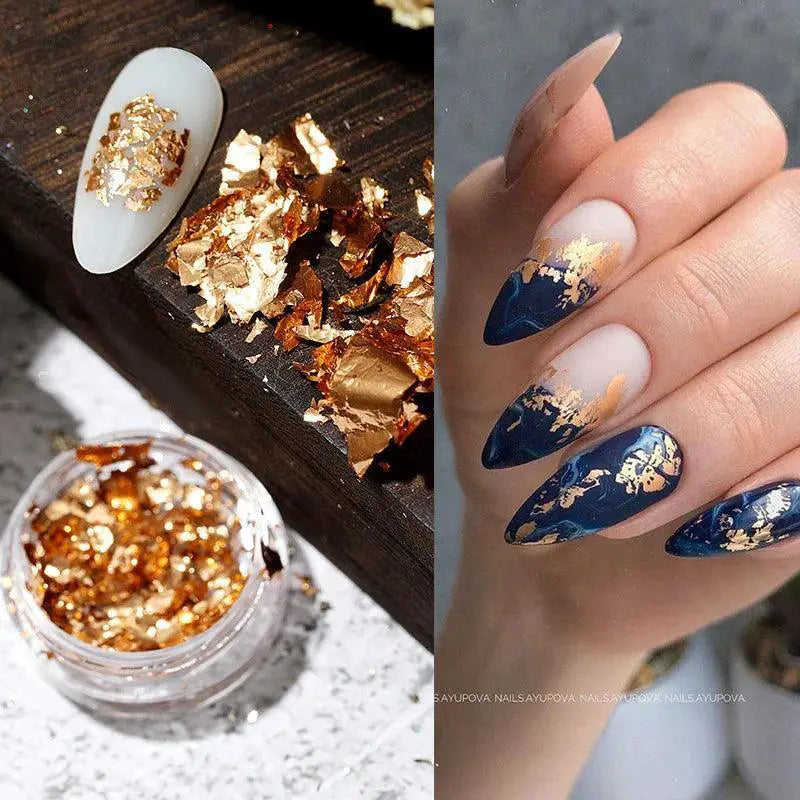 Shiny Nail Sequins Kit Gold And Silver Chrome Flakes
