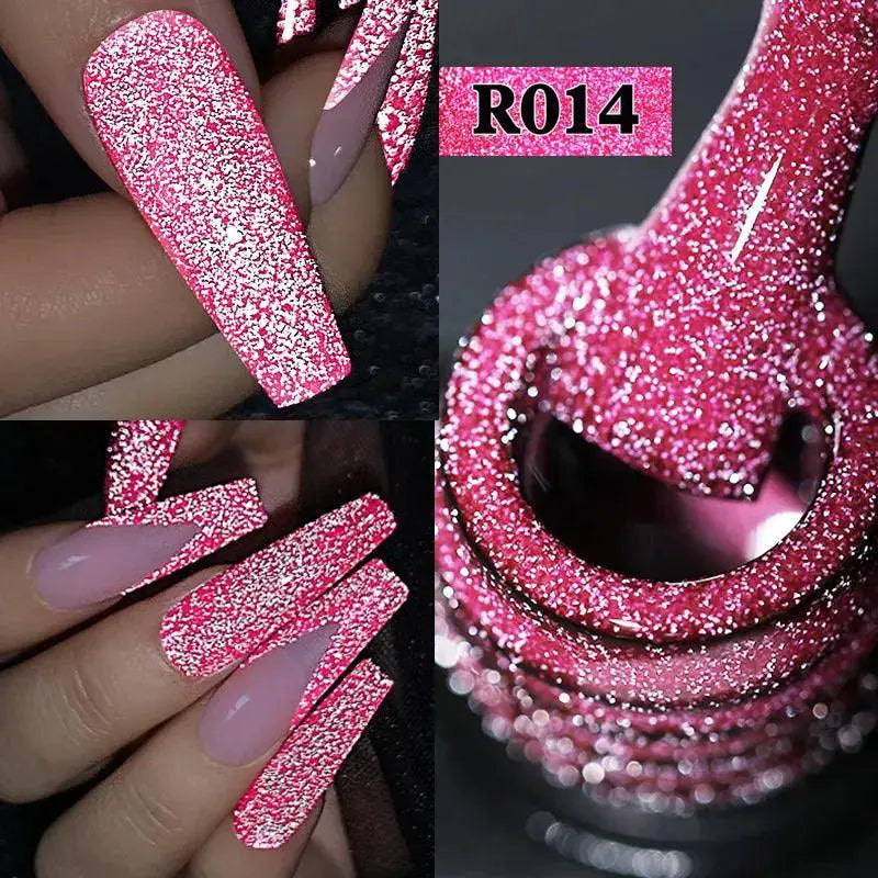 Shiny Pink Red Gel Nail Polish Reflective Lasting Glamour