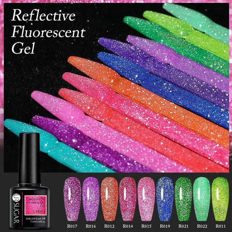 Shiny Pink Red Gel Nail Polish Reflective Lasting Glamour